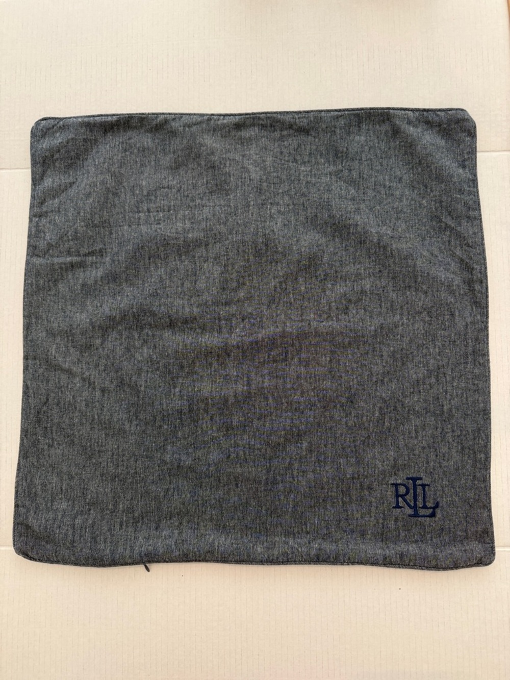 Lauren Ralph Lauren Blue Gray Sham Pillow Cover with Navy LRL Logo